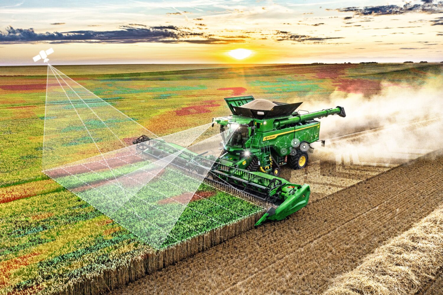 John Deere digitaalse kombaini prognoosiv kiiruse juhtimine.